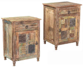 Rainbow Block Print Reclaimed Boat Wood 1 Door Bedside Table